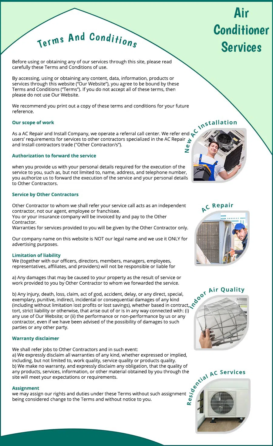 Hollywood AC Services Hollywood, FL 954-363-0112 - terms-and-condtions